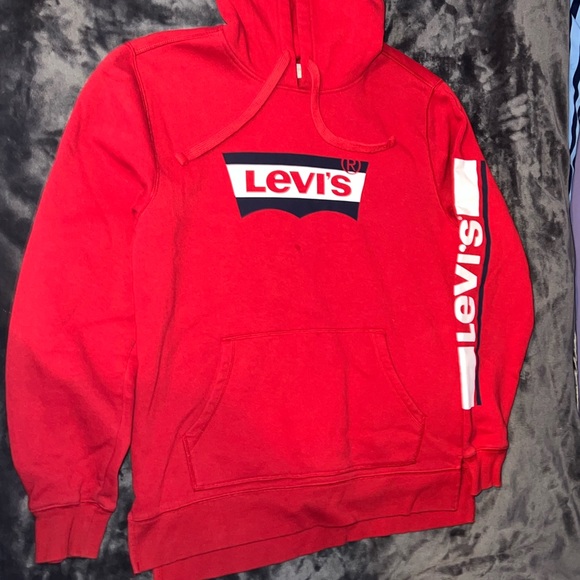 Levi’s Men’s Croft Fleece Stripe Red Logo Hoodie Size Medium - Picture 14 of 16